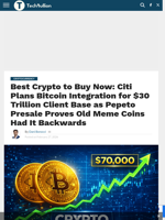 Best Crypto to Buy Now: Citi Plans Bitcoin Integration for $30 Trillion Client Base as Pepeto Presale Proves Old Meme Coins Had It Backwards - TechBullion