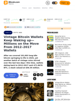 Vintage Bitcoin Wallets Keep Waking up—Millions on the Move From 2012–2017 Wallets – Crypto News Bitcoin News
