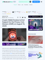 Crypto Wallet Exodus to End Support for the Privacy Coin Monero (XMR) on August 10, 2025 – News Bytes Bitcoin News