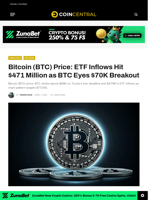 Bitcoin (BTC) Price: ETF Inflows Hit $471 Million as BTC Eyes $70K Breakout - CoinCentral
