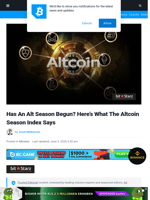 Has An Alt Season Begun? Here’s What The Altcoin Season Index Says | Bitcoinist.com