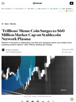'Trillions' Meme Coin Surges to $60 Million Market Cap on Stablecoin Network Plasma - Decrypt