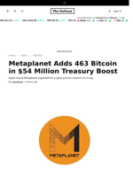 Metaplanet Adds 463 Bitcoin in $54 Million Treasury Boost - 
