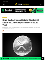 Brad Garlinghouse Details Ripple $3B Deals as XRP Analysts Warn of $1.11 Test