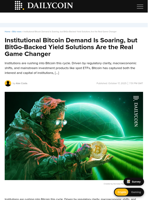 Institutional Bitcoin Demand Is Soaring, but BitGo-Backed Yield Solutions Are the Real Game Changer - DailyCoin