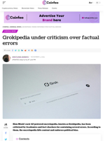 Grokipedia under criticism over factual errors - Coinfea