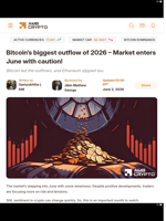 Bitcoin's biggest outflow of 2026 - Market enters June with caution! - AMBCrypto