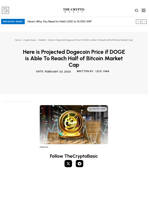 Here is Projected Dogecoin Price if DOGE is Able To Reach Half of Bitcoin Market Cap