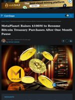 MetaPlanet Raises $100M to Resume Bitcoin Treasury Purchases After One Month Pause