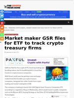 Market maker GSR files for ETF to track crypto treasury firms - The Crypto News Wire
