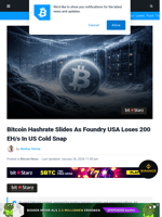 Bitcoin Hash Slips As US Cold Snap Downs 60% Of FoundryUSA