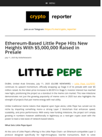 Ethereum-Based Little Pepe Hits New Heights With $5,000,000 Raised in Presale