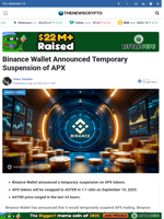 Binance Wallet Announced Temporary Suspension of APX - TheNewsCrypto