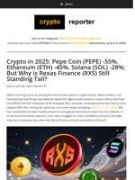 Crypto in 2025: Pepe Coin (PEPE) -55%, Ethereum (ETH) -45%, Solana (SOL) -28%; But Why is Rexas Finance (RXS) Still Standing Tall?