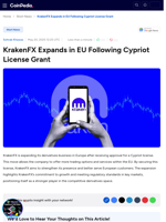 KrakenFX Expands in EU Following Cypriot License Grant
