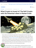 What Crypto to Invest In? The DeFi Crypto with 10x Potential Is Best in Market Crash