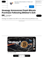Strategy Announces Fresh Bitcoin Purchase Following BitDeer's Exit - U.Today