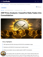 XRP Price Analysis: Ceasefire Rally Fades Into Consolidation