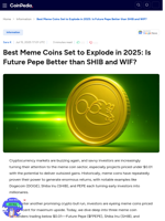 Best Meme Coins Set to Explode in 2025: Is Future Pepe Better than SHIB and WIF?