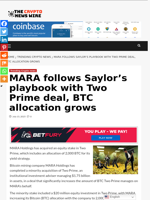 MARA follows Saylor’s playbook with Two Prime deal, BTC allocation grows - The Crypto News Wire