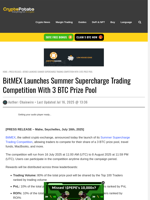 BitMEX Launches Summer Supercharge Trading Competition With 3 BTC Prize Pool