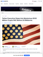 Tether Steps Out of the Shadows in US Crypto Politics