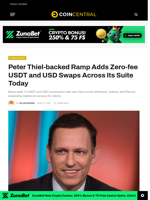 Peter Thiel-backed Ramp Adds Zero-fee USDT and USD Swaps Across Its Suite Today