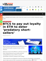 BTCS to pay out loyalty in ETH to deter ‘predatory short-sellers’ - The Crypto News Wire