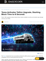 Tezos Activates Tallinn Upgrade, Slashing Block Time to 6 Seconds - DailyCoin