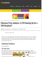 Ethereum Price Analysis: Is ETH Gearing Up for a $4K Breakout?