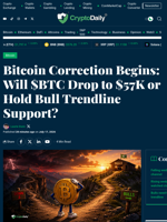 Bitcoin Correction Begins: Will $BTC Drop to $57K or Hold Bull Trendline Support? - Crypto Daily