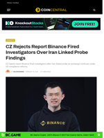 CZ Rejects Report Binance Fired Investigators Over Iran Linked Probe Findings
