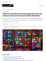 MSFT Price Prediction: Analyst Upgrades Stack Up as Binance Futures Contract Stalls at Mid-Band - Blockchain.News