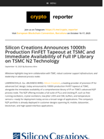 Silicon Creations Announces 1000th Production FinFET Tapeout at TSMC and Immediate Availability of Full IP Library on TSMC N2 Technology