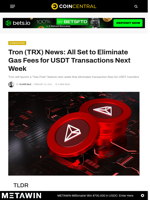 Tron (TRX) News: All Set to Eliminate Gas Fees for USDT Transactions Next Week - CoinCentral