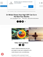 Dr Whale Shares How High XRP Can Go in the Next Four Months