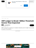 XRP Ledger to Break 1 Billion Threshold Sooner Than Expected - U.Today