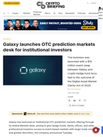Galaxy launches OTC prediction markets desk for institutional investors