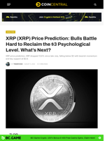 XRP (XRP) Price Prediction: Bulls Battle Hard to Reclaim the $3 Psychological Level. What's Next? - CoinCentral