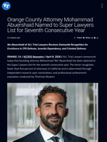 Orange County Attorney Mohammad Abuershaid Named to Super Lawyers List for Seventh Consecutive Year | Visionary Financial