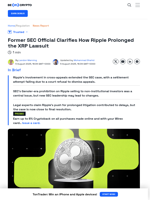 Ripple Dragged the XRP Lawsuit, Not SEC – Says Former Official