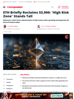 ETH Briefly Reclaims $3,900: 'High Risk Zone' Stands Tall - Coinspeaker