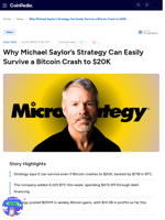 Why Michael Saylor’s Strategy Can Easily Survive a Bitcoin Crash to $20K