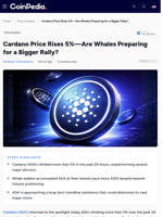 Cardano Price Rises 5%—Are Whales Preparing for a Bigger Rally?