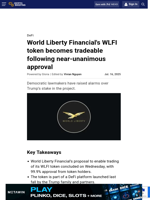 World Liberty Financial's WLFI token becomes tradeable following near-unanimous approval