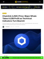 Chainlink (LINK) Price: Major Whale Takes $12M Profit as Technical Indicators Turn Bearish - CoinCentral