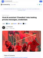 Viral AI assistant 'Clawdbot' risks leaking private messages, credentials: Guest Post by Cointelegraph | CoinMarketCap