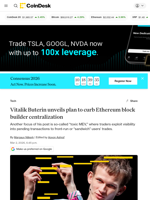 Ethereum news (ETH): Vitalik Buterin unveils plan to curb block builder centralization