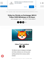 Shiba Inu Shrinks on Exchanges With 8 Trillion SHIB Withdrawn in 24 Hours