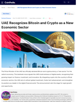 UAE Recognizes Bitcoin and Crypto as a New Economic Sector
